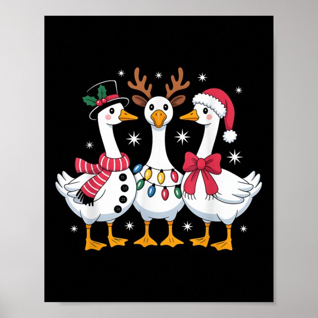 Merry Goosemas Christmas Silly Goose Xmas Lights M Poster (Front)