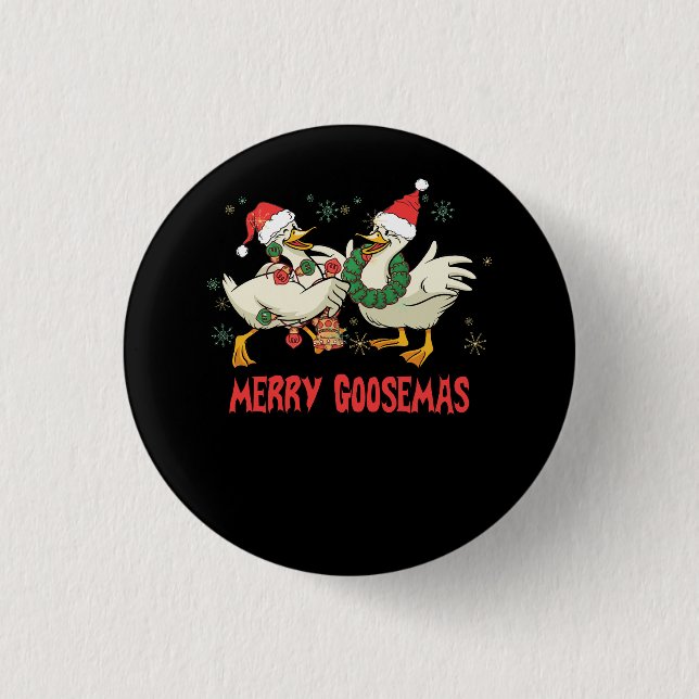 Merry Goosemas Funny Christmas Duck Silly Goose Me 3 Cm Round Badge (Front)