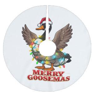 Merry Goosemas Funny Christmas Goose Xmas  Brushed Polyester Tree Skirt