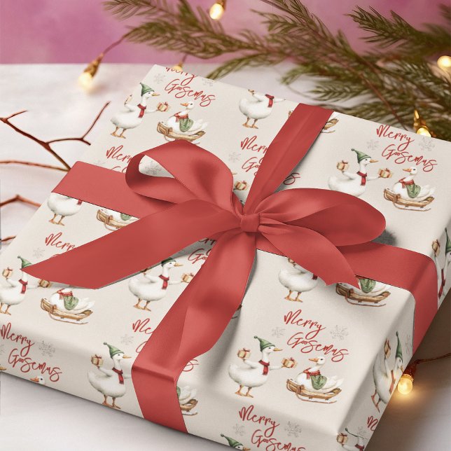 Merry Goosemas | Whimsical Goose Christmas Holiday Wrapping Paper (Creator Uploaded)