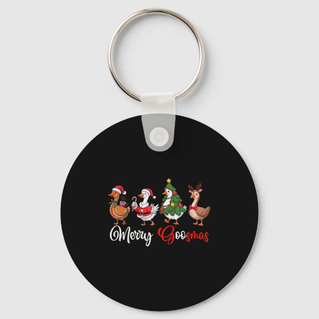 Merry Goosmas Silly Goose Christmas Funny Xmas Wom Key Ring (Front)