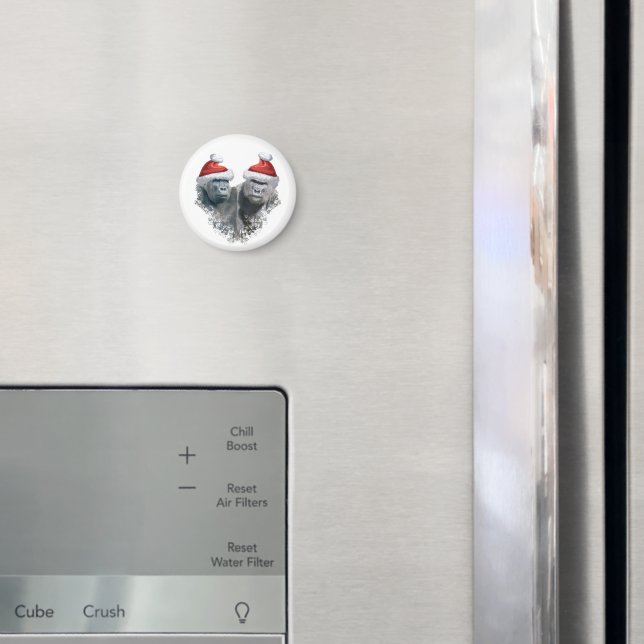 Merry Gorilla Christmas Magnet (In Situ (Fridge))