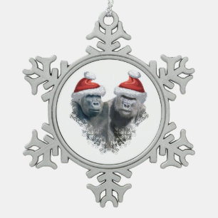 Merry Gorilla Christmas Snowflake Pewter Christmas Ornament