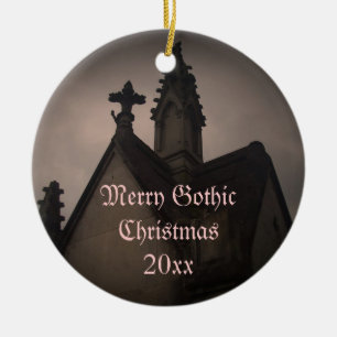 Merry Gothic Christmas crypt ornament