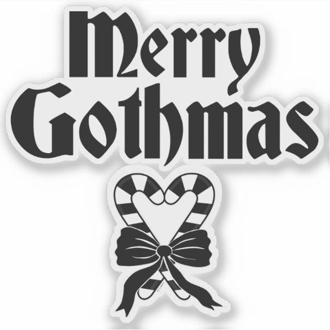 Merry Gothmas Black and White Candy Cane Heart (Front)