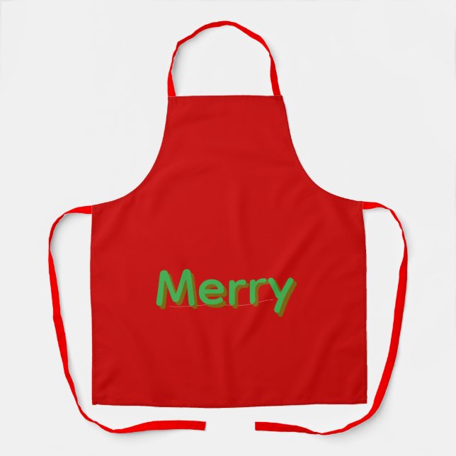 Merry Green Name on Red Apron (Front)