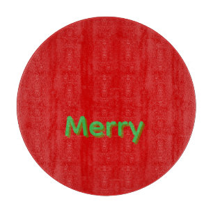 Merry Green Name on Red Cutting Board