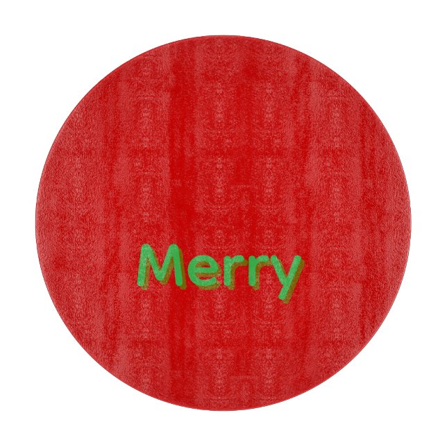 Merry Green Name on Red Cutting Board (Front)