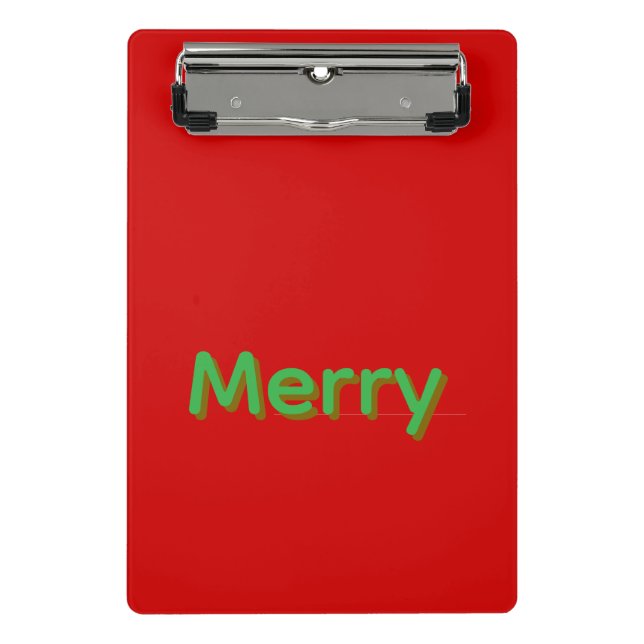 Merry Green Name on Red Mini Clipboard (Front)