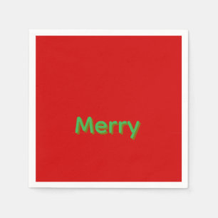 Merry Green Name on Red Napkin
