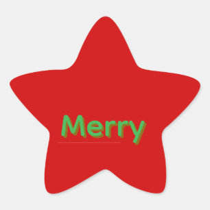 Merry Green Name on Red Star Sticker