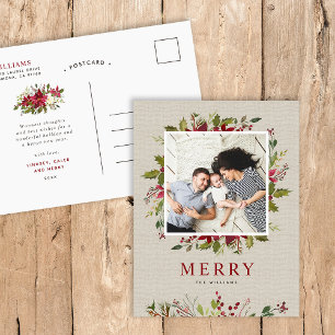 Merry Greenery Christmas Photo Holiday Postcard