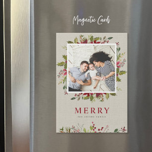 Merry Greenery Magnetic Holiday Photo Card