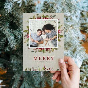 Merry Greenery   Magnetic Holiday Photo Card