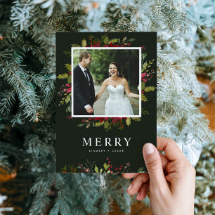 Merry Greenery Photo Holiday Card