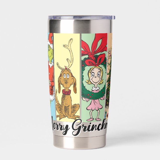Merry Grinchmas Holiday Collage Insulated Tumbler (Left)