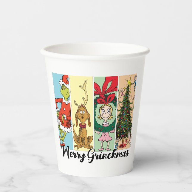 Merry Grinchmas Holiday Collage Paper Cups (Front)