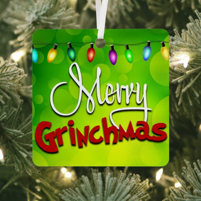 merry grinchmas metal ornament (Insitu)