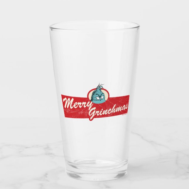Merry Grinchmas Quote Grinch Glass (Front)