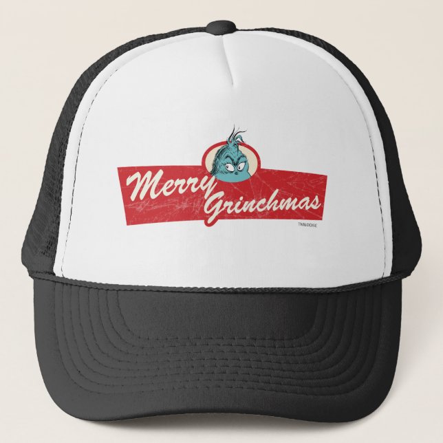 Merry Grinchmas Quote Grinch Trucker Hat (Front)