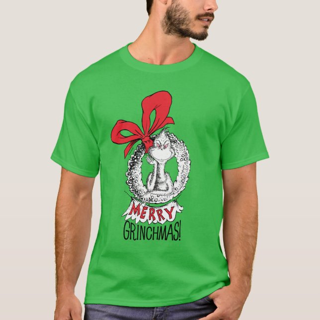 Merry Grinchmas Wreath Grinch T-Shirt (Front)