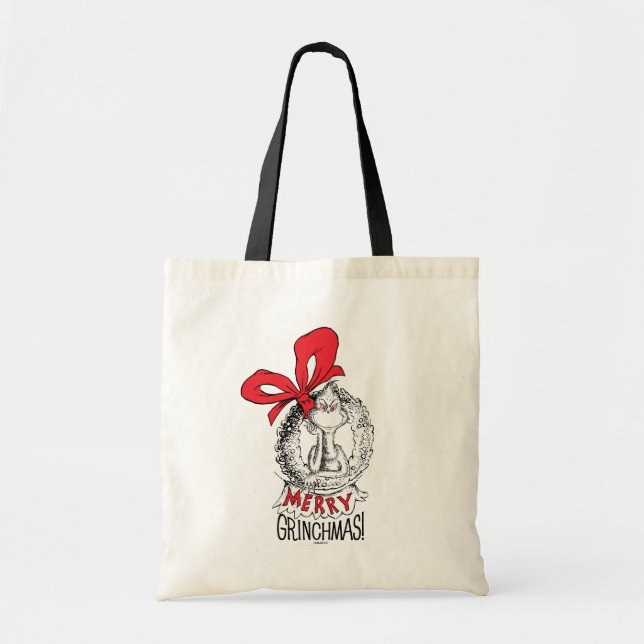 Merry Grinchmas Wreath Grinch Tote Bag (Front)
