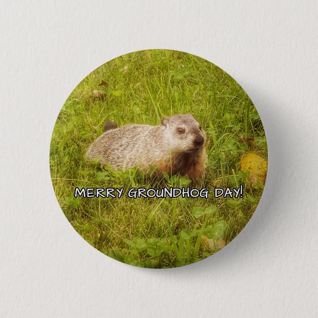 Merry Groundhog Day button (Front)