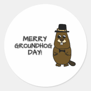 Merry Groundhog Day Classic Round Sticker