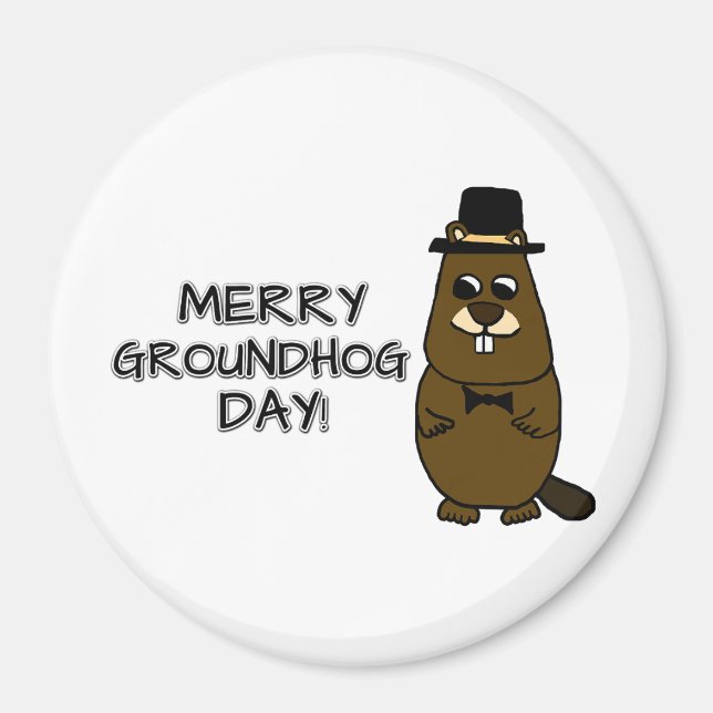 Merry Groundhog Day Magnet (Front)