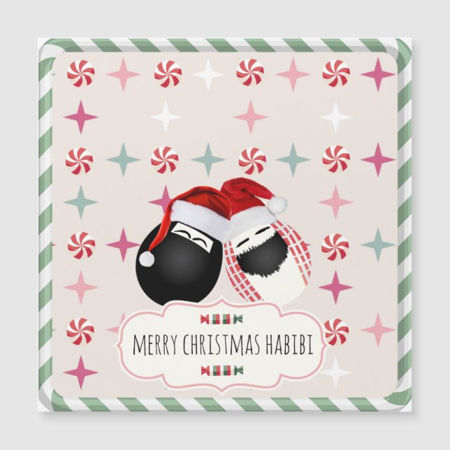 Merry HABIBI Saudi Eggs Magnetic Greeting Card (Front)