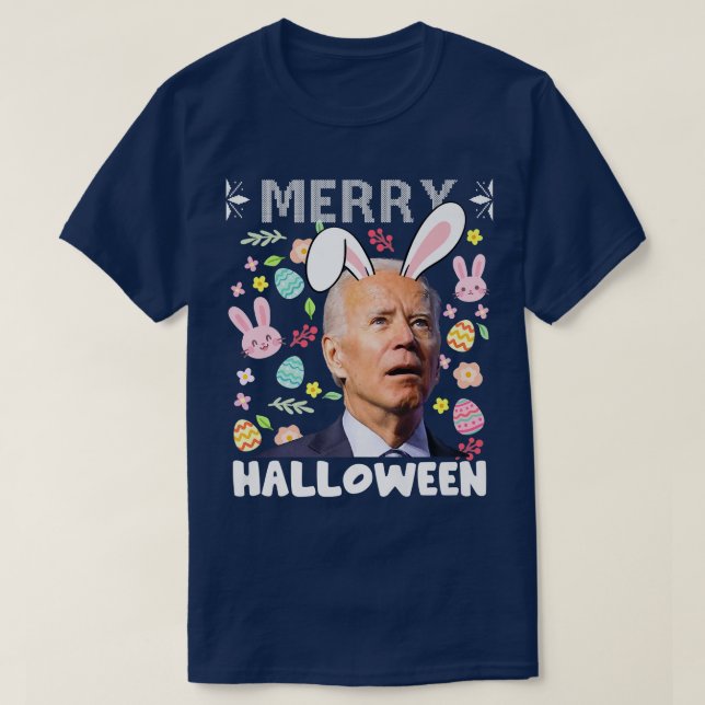 Merry Halloween Confused Joe Biden Bunny Easter da T-Shirt (Design Front)