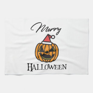 Merry Halloween, Halloween Christmas, Humor Hallow Tea Towel