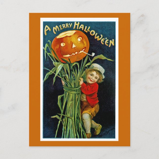 Merry Halloween Jack o' Lantern Postcard (Front)