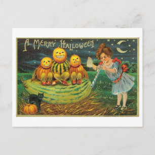 Merry Halloween Vintage Postcard
