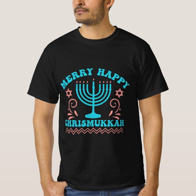Merry Happy Chrismukkah Hanukkah T-Shirt (Front)