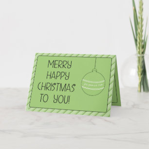 Merry Happy Christmas Green Joy Bulb Holiday Card