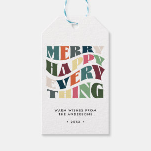 Merry Happy Everything Groovy Holiday Christmas Gift Tags