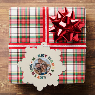 Merry Happy Everything Groovy Holiday Christmas Tree Decoration Card