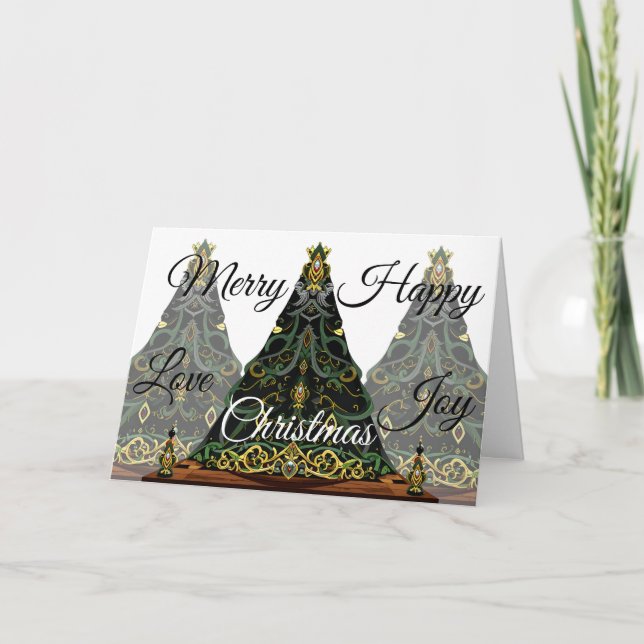 Merry Happy Love Joy Christmas Holiday Card (Front)