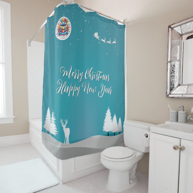 Merry Happy Shower Curtain (In Situ)