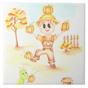 Merry harvest little ginger boy ceramic tile