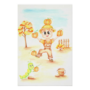 Merry harvest little ginger boy poster