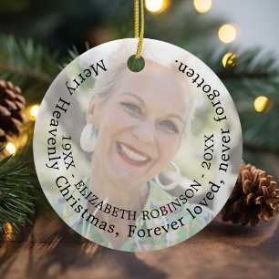 Merry Heavenly Christmas Photo Memorial Ceramic Ornament