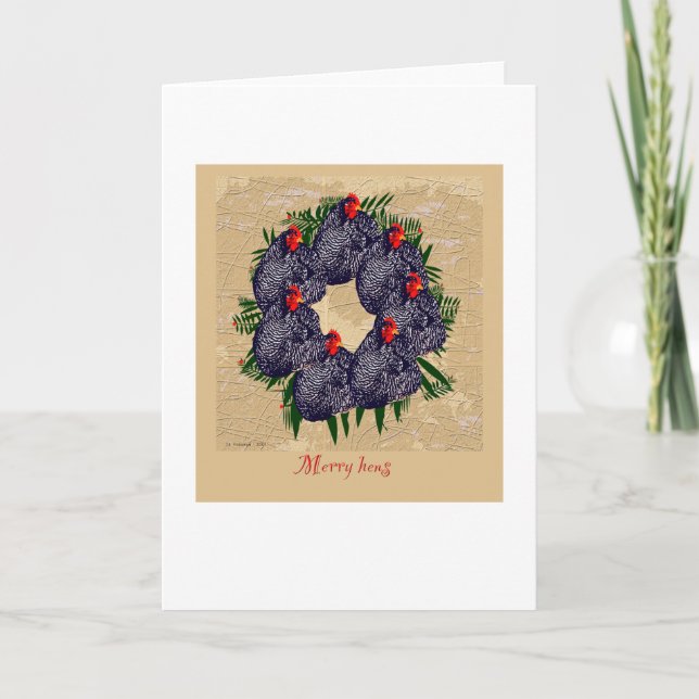 Merry Hens Christmas wreath (backyard chickens) Holiday Card (Front)