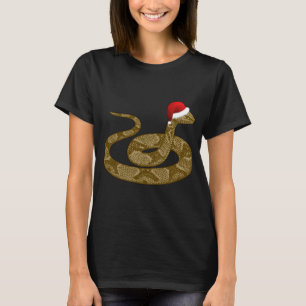Merry Hissmas Christmas Santa Hat Copperhead Snake T-Shirt