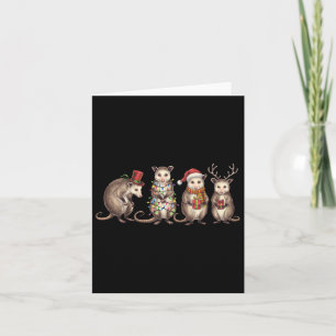 Merry Hissmas Opossum Christmas Santa Hat Xmas Lig Card