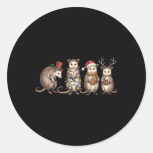 Merry Hissmas Opossum Christmas Santa Hat Xmas Lig Classic Round Sticker
