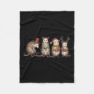 Merry Hissmas Opossum Christmas Santa Hat Xmas Lig Fleece Blanket