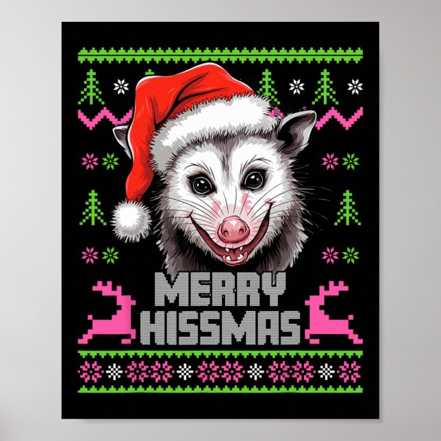 Merry Hissmas Opossum Possum Lover Ugly Christmas  Poster (Front)