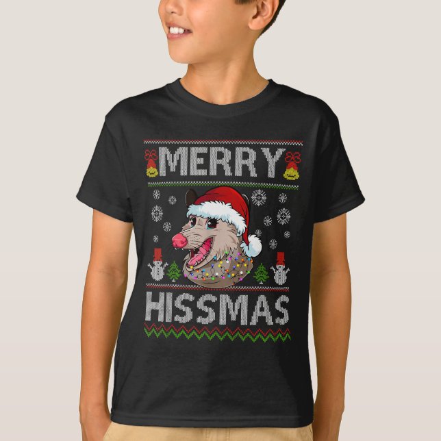 Merry Hissmas Ssum Christmas Ossum Lover Ugly Swea T-Shirt (Front)